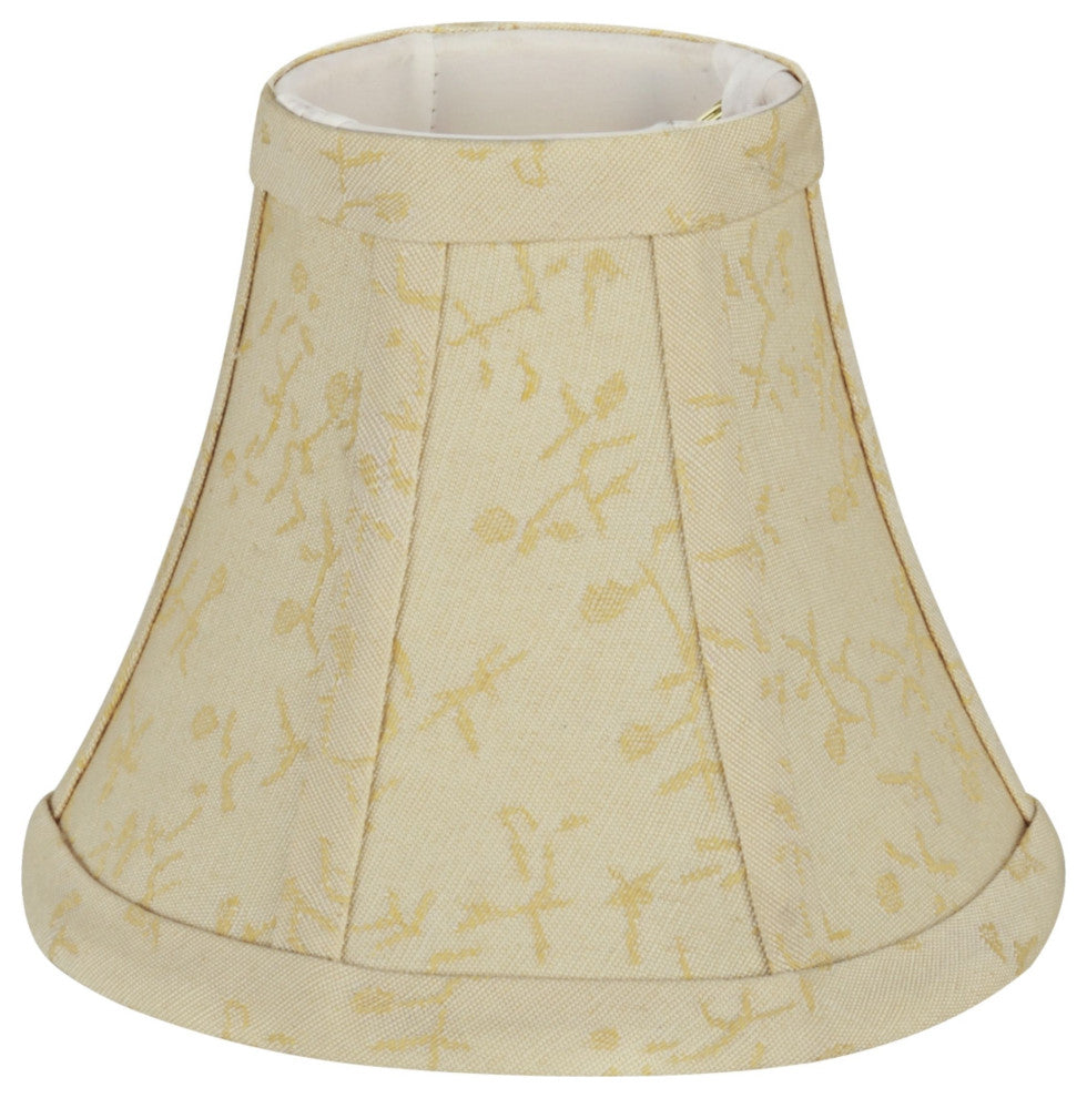 30053-9 Small Bell Chandelier Clip On Lamp Shade Beige & Gold Floral 3"x6"x5"