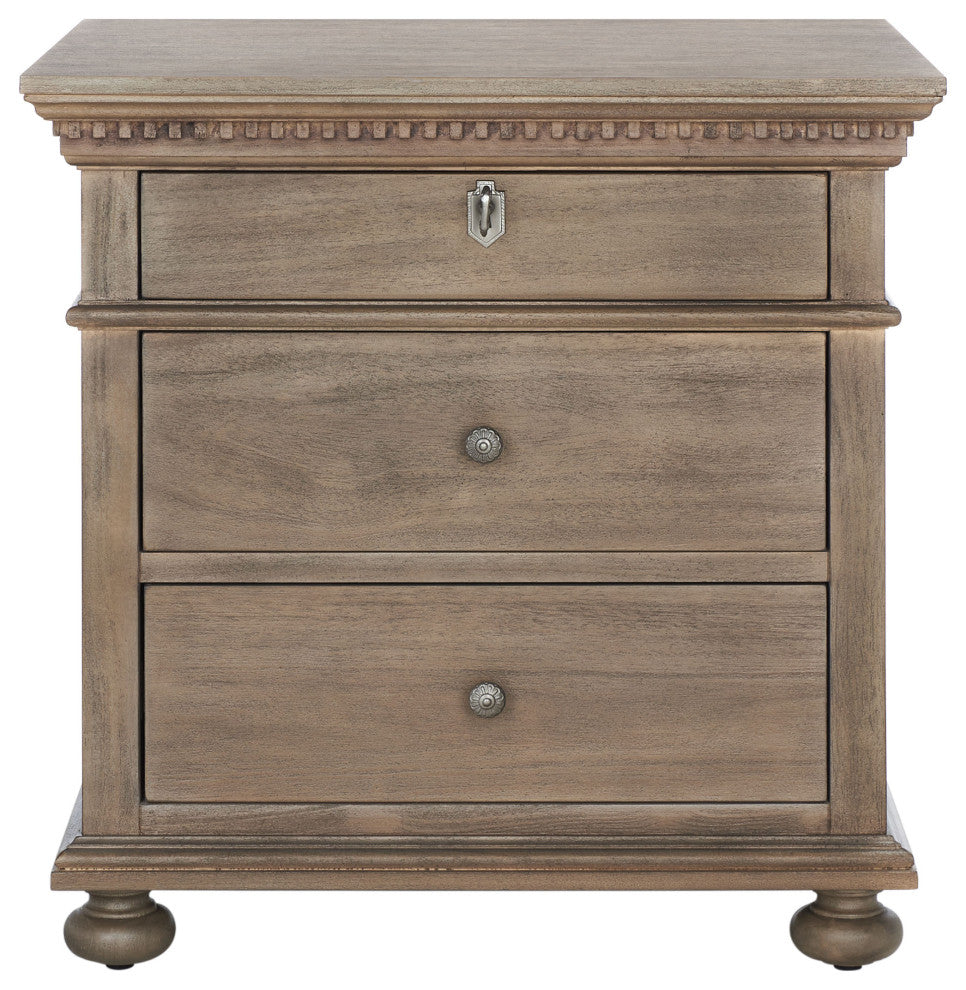 Safavieh Couture Allisyn 3 Drawer Wood Nightstand, Light Brown