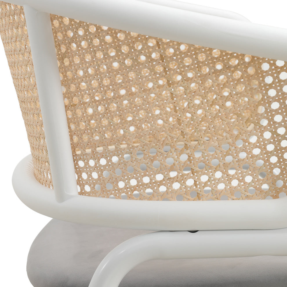 LeisureMod Ervilla Dining Armchair With White Steel Base, Gray