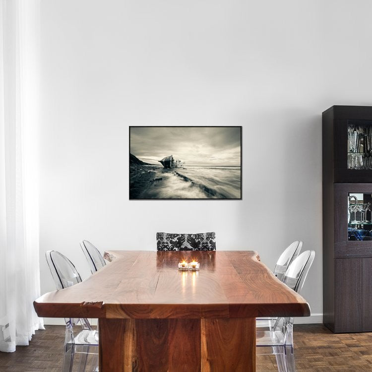 "Defeated By The Sea" Framed Canvas Giclee by Inigo Barandiaran, 37x24"