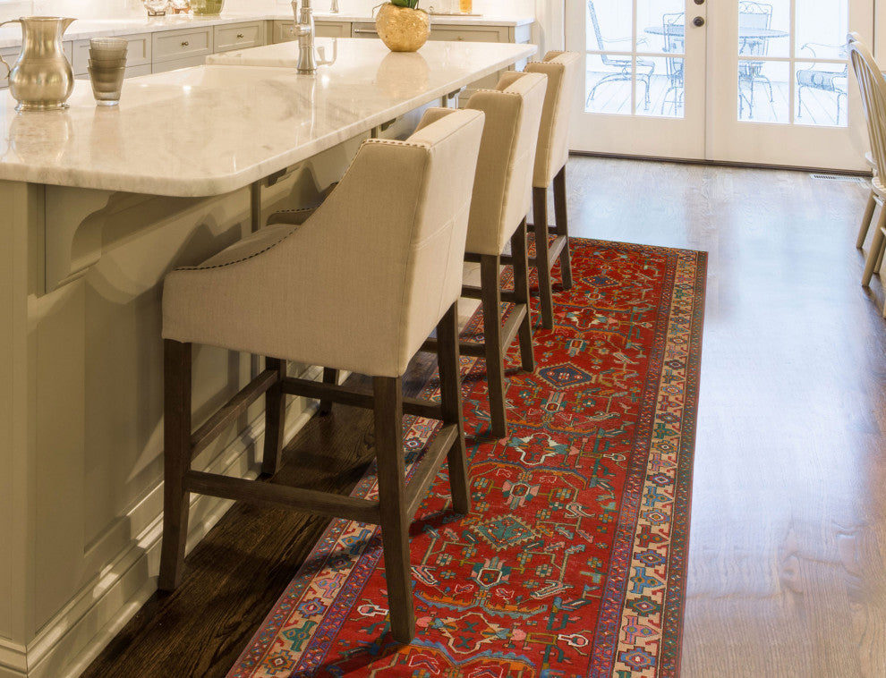 Fine Vintage Distressed Raedburn Red/Beige Runner, 3'8x13'10