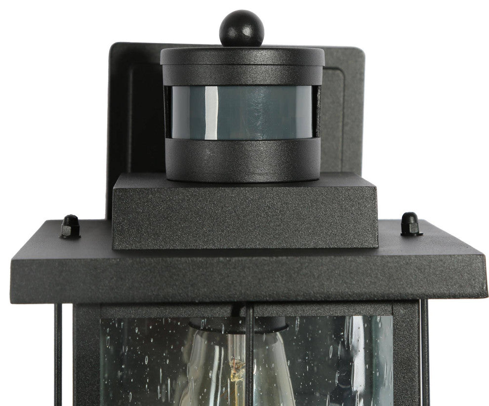 LNC 1-Light Transitional Matte Black LED Outdoor Lighting, Wall Sconce With Motion Sensor