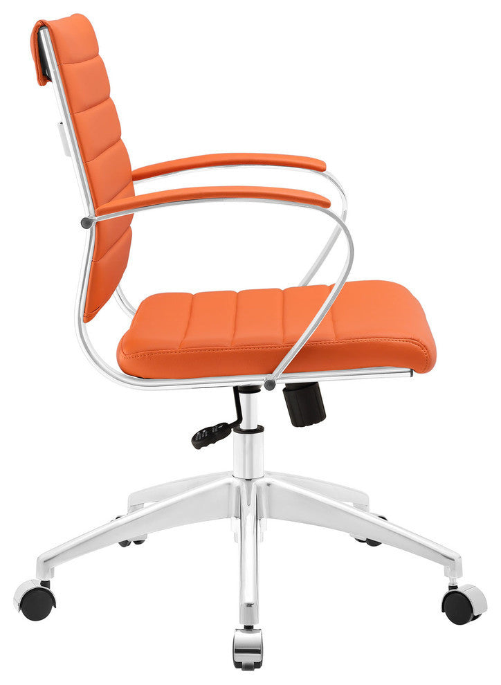 Modern Contemporary Office Chair, Orange Faux Leather