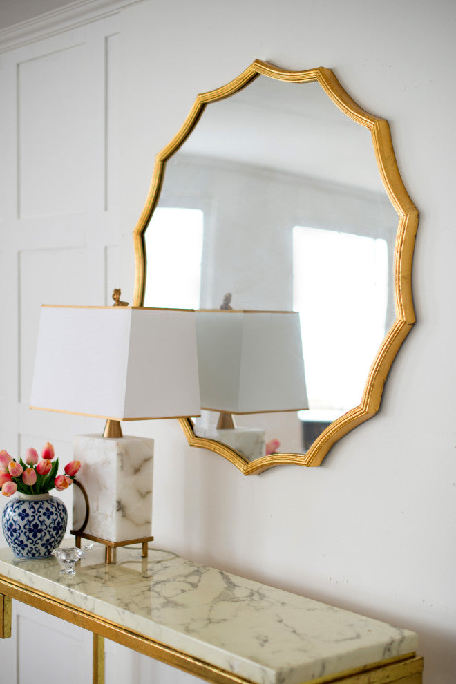 Gewnee Round Sunburst Wall Mirror with Gold Finish