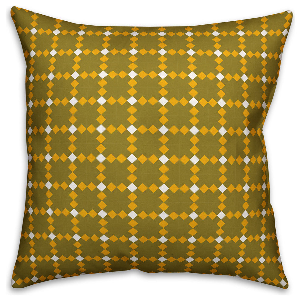 Yellow Check Plaid Throw Pillow Cover, 16"x16"