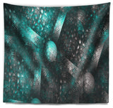 Crystal Cell Blue Steel Texture Abstract Wall Tapestry, 80"x68"