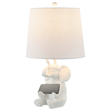 Modern Shabby Chic Resin/Iron Happy Elephant LED Kids'' Table Lamp, Phone Stan