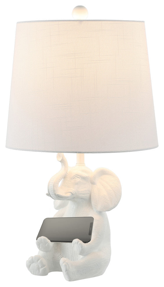 Modern Shabby Chic Resin/Iron Happy Elephant LED Kids'' Table Lamp, Phone Stan