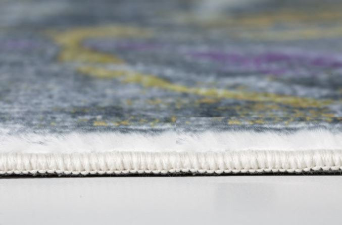 5"x8" Gray Gold Abstract Rings Area Rug