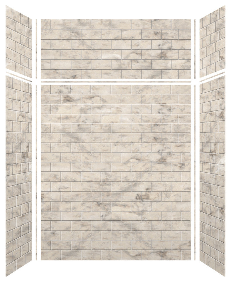 Transolid SaraMar 60"x36"x96" 6-Piece Shower Wall Kit with Extension, Sand Creme