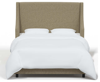 Fully Upholstered Wingback Bed, Zuma Linen, Twin