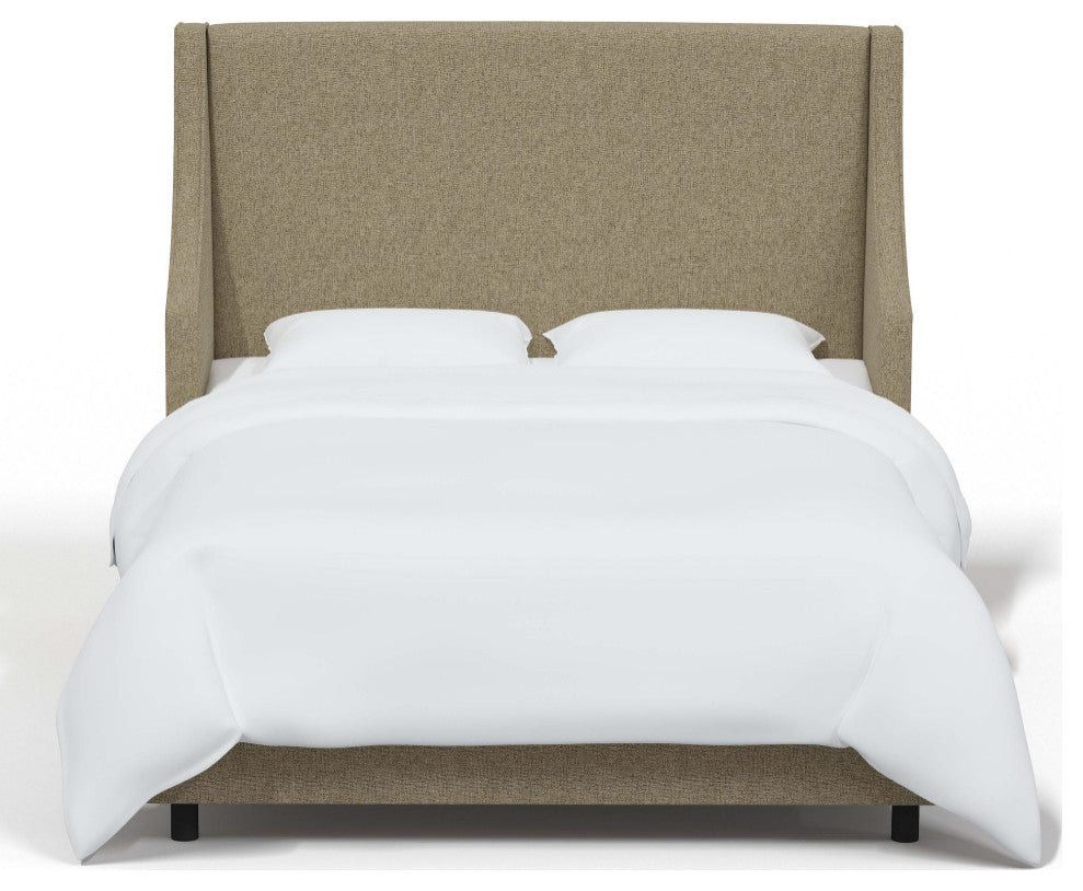 Fully Upholstered Wingback Bed, Zuma Linen, Twin