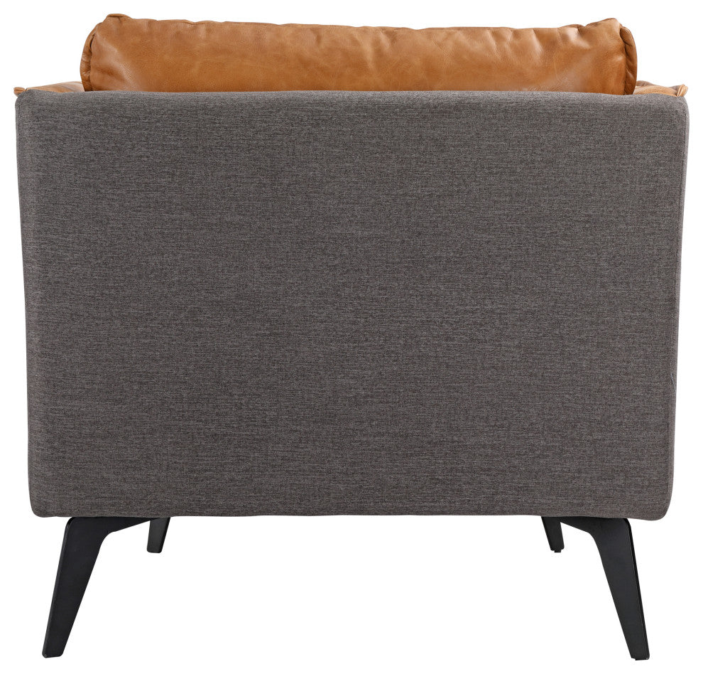 Mid - Century Modern Messina Leather Arm Chair Cognac - Brown