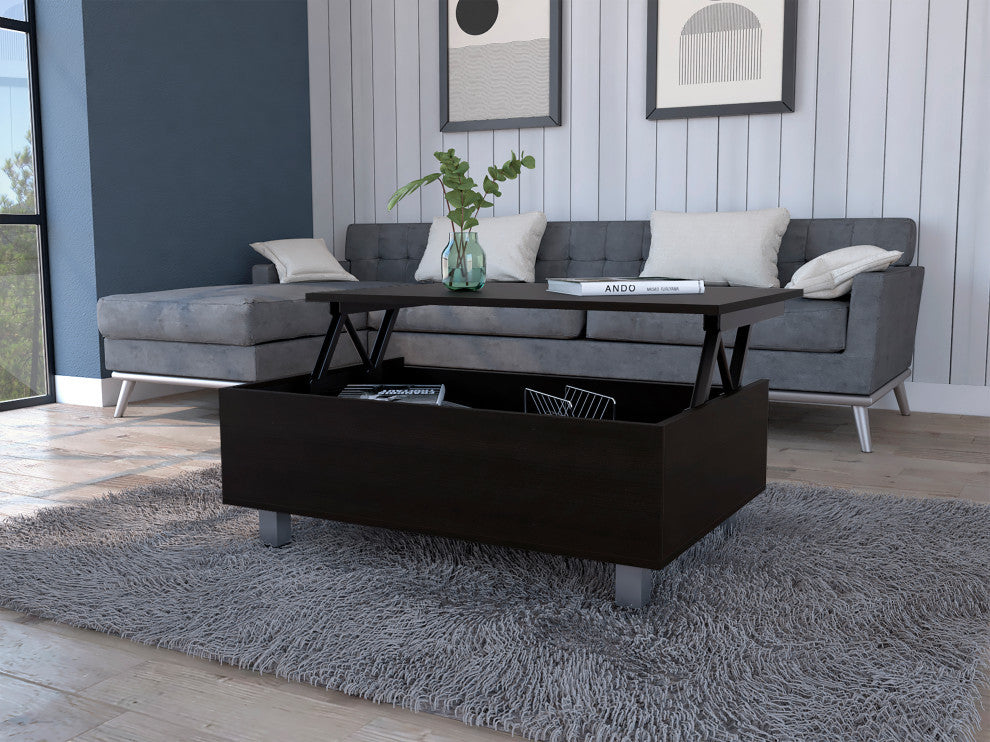 Boston Top Coffee Liftable Table, Black