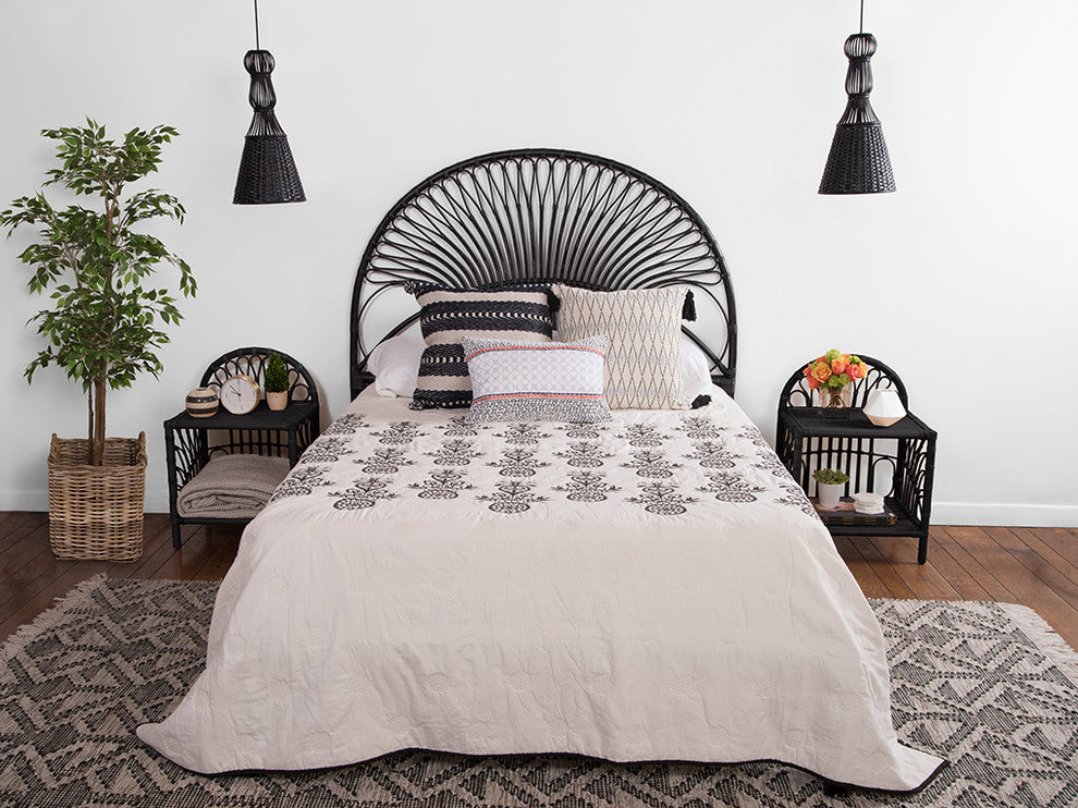 Rattan Loop Headboard Black, King