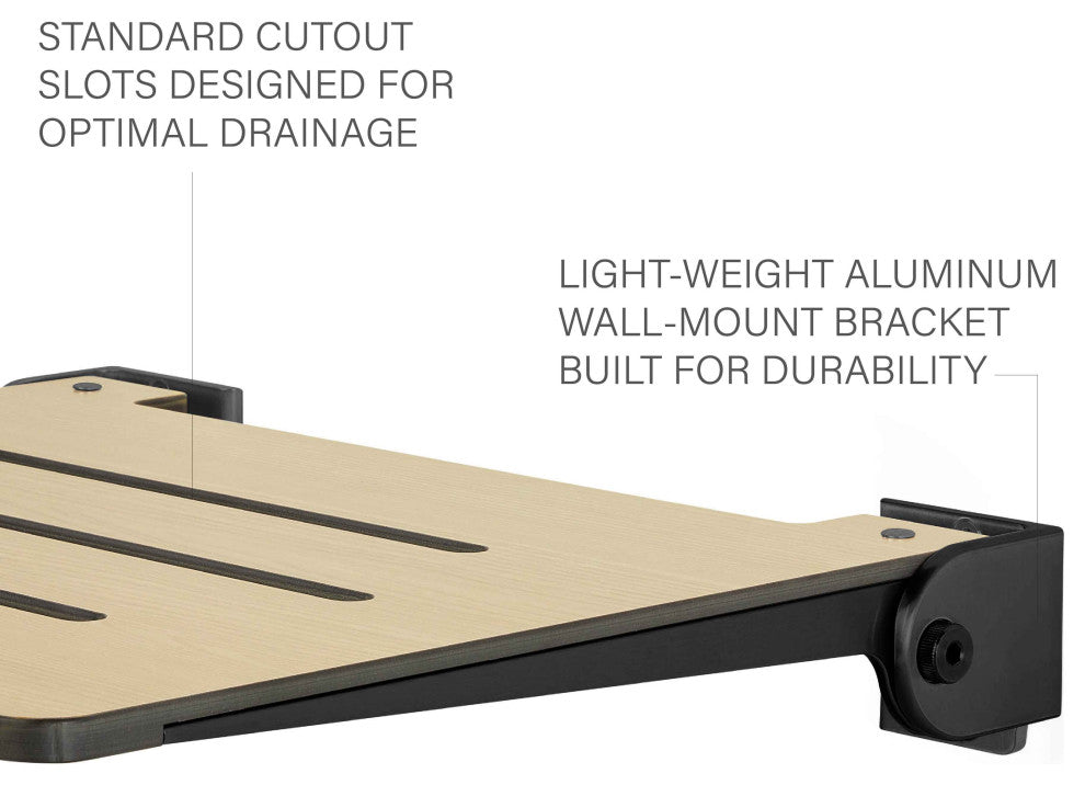 Seachrome SlimLine Folding Wall Mount Shower Seat, Urban Chic, Matte Black Frame