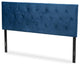 Felix Navy Blue Velvet Fabric Upholstered King Size Headboard