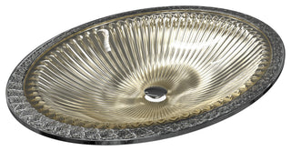 Olive Tempered Glass Oval Vessel Bathroom Sink, Silver