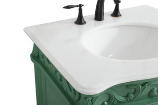 27" Single Bathroom Vanity, Antique Beige With ivory white engineered marble, Vintage Mint, Ivory White Engineered Marble Top