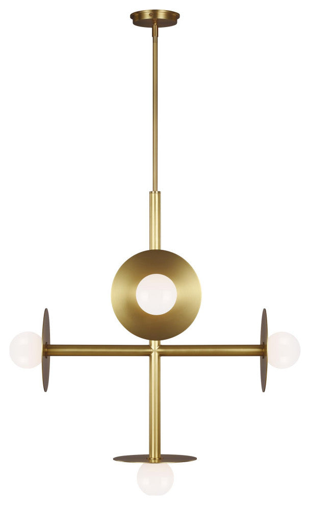 Nodes Large Chandelier, Burnished Brass