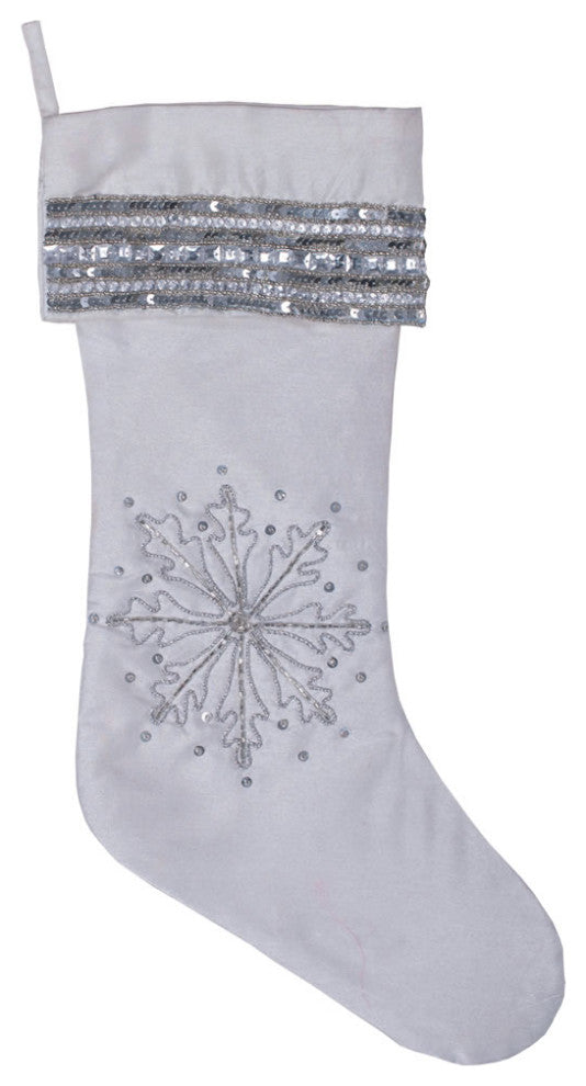 Vickerman Qtx17012 Decorative 8"X19" Banded Snowflake Christmas Stocking