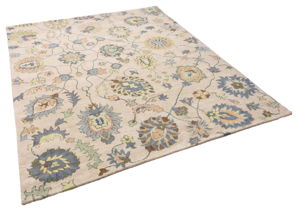 HAND TUFTED WOOL ECO-FRIENDLY AREA RUGS - Rectangle,Cream,Floral