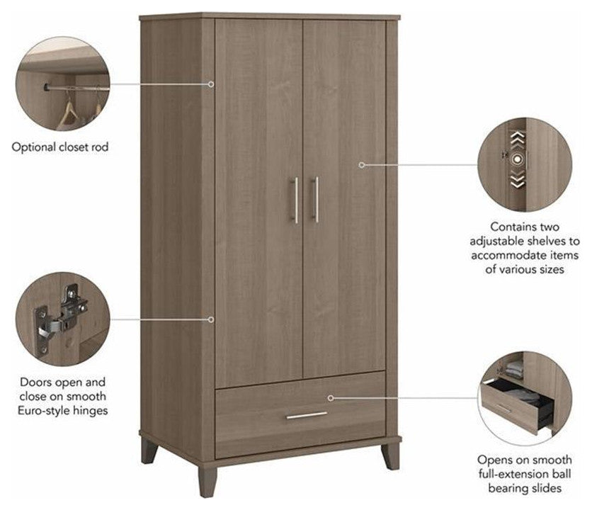 Somerset Tall Kitchen Pantry Cabinet in Ash Gray - Engineered Wood