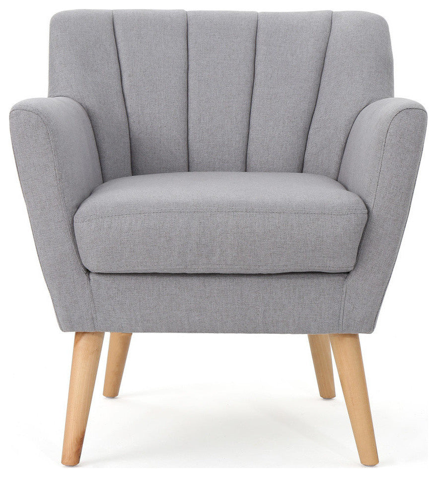 GDF Studio Madelyn Mid Century Modern Fabric Club Chair, Light Gray