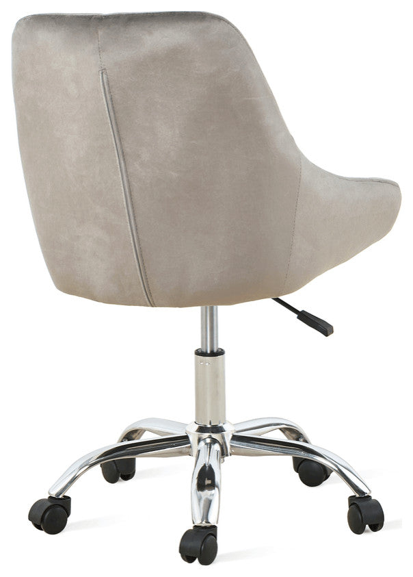 Gray Tufted Velvet Swivel Adjustable Height Office Desk Chair