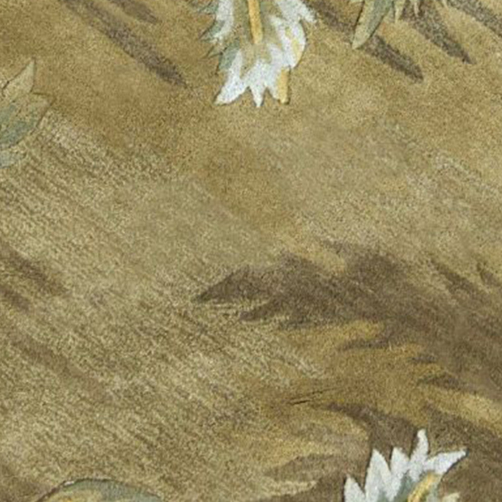 HomeRoots 8' Moss Green Hand Tufted Tropical Trees Round Indoor Area Rug
