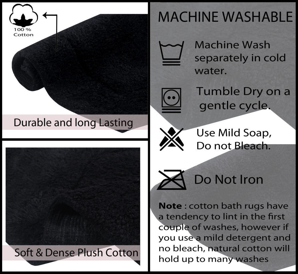 Waterford Absorbent Cotton and Machine washable Slice Rug, Black
