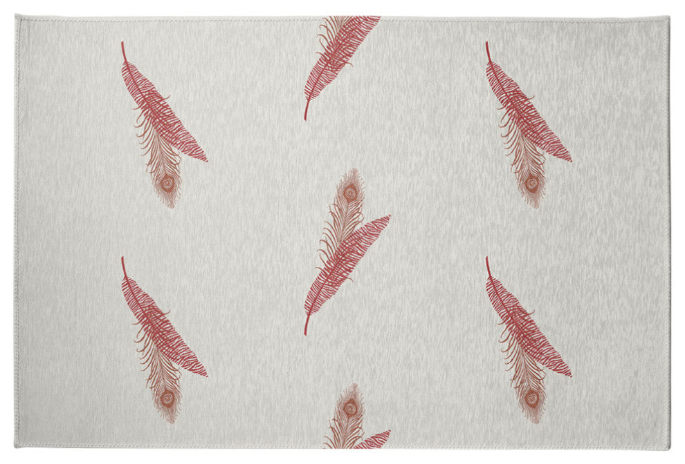 Feather Stripe Spring Chenille Rug, Ligonberry Red, 4'x6'