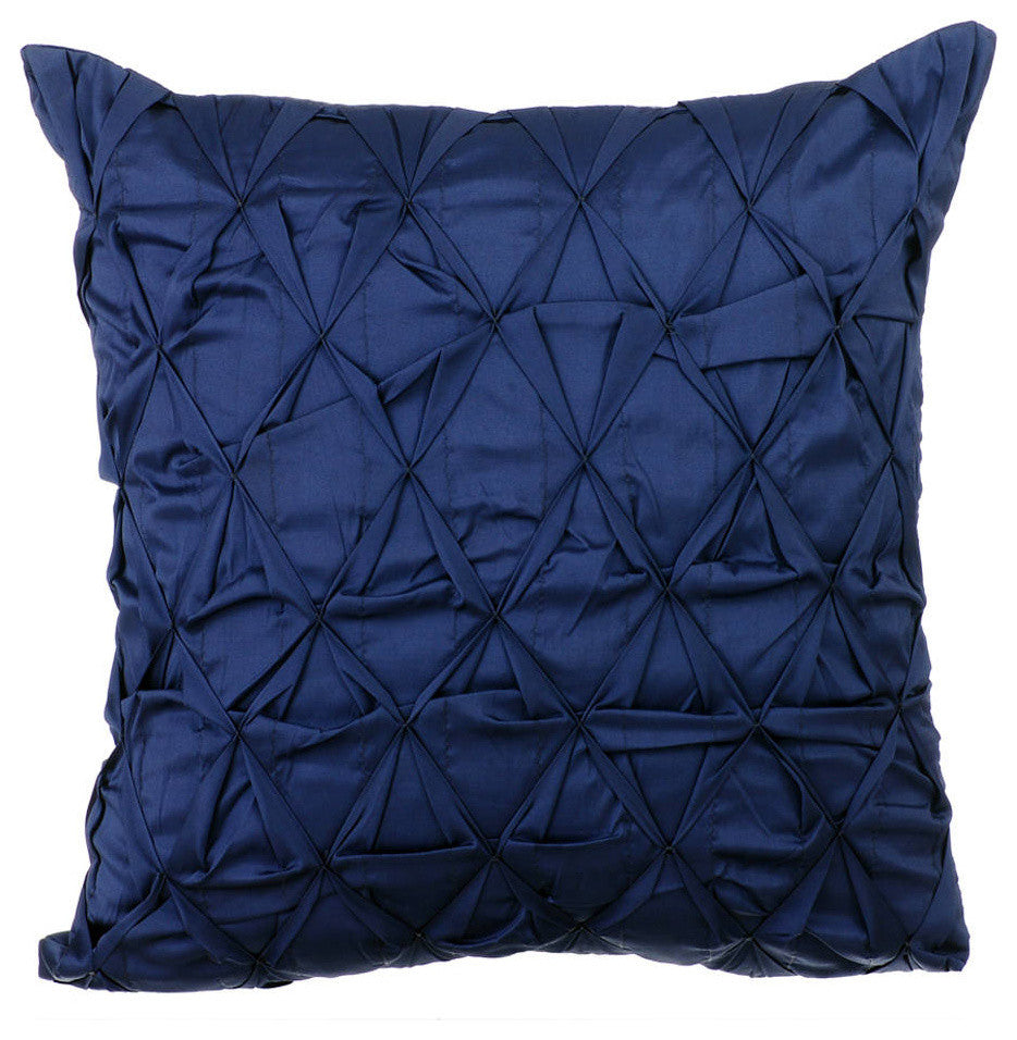 Blue Throw Pillow Covers 16"x16" Silk, Navy Companioins