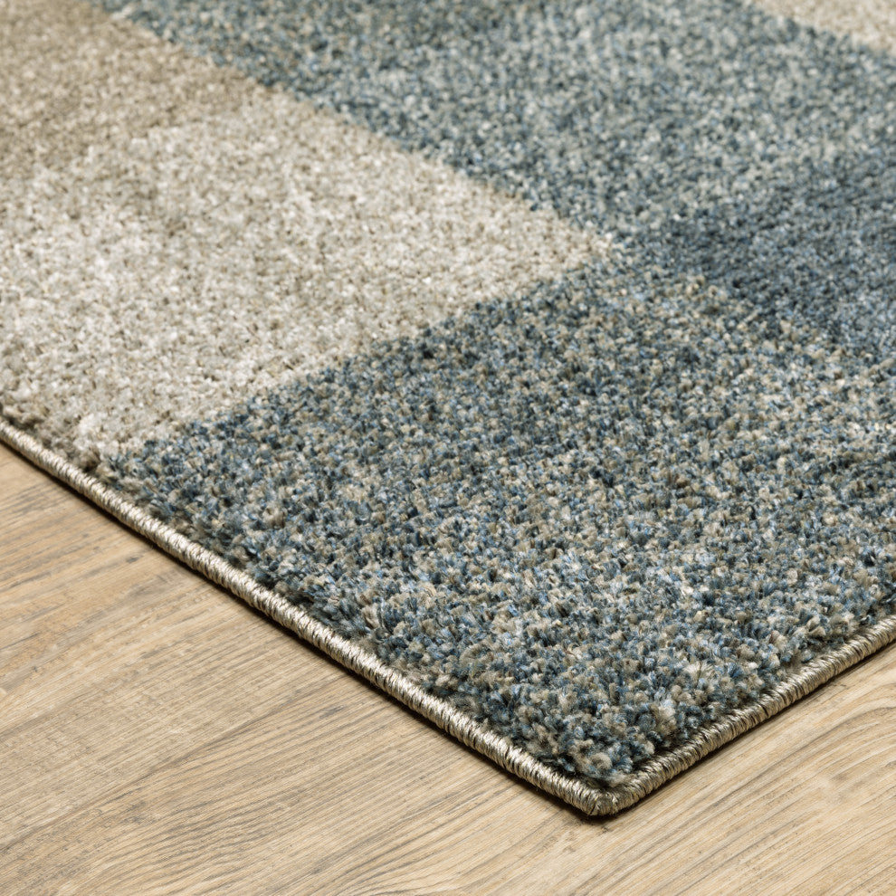 Alistair Geometric Plaid Teal/ Grey Indoor Area Rug, Teal, 5'3"x7'6"