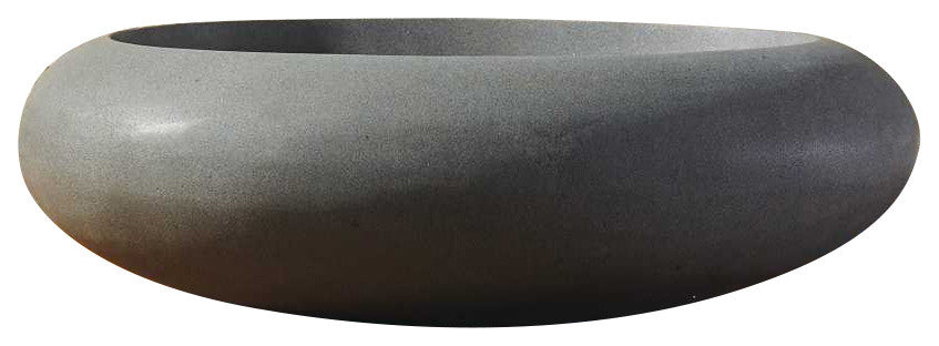 Virtu USA Athena Natural Stone Bathroom Vessel Sink, Andesite Granite