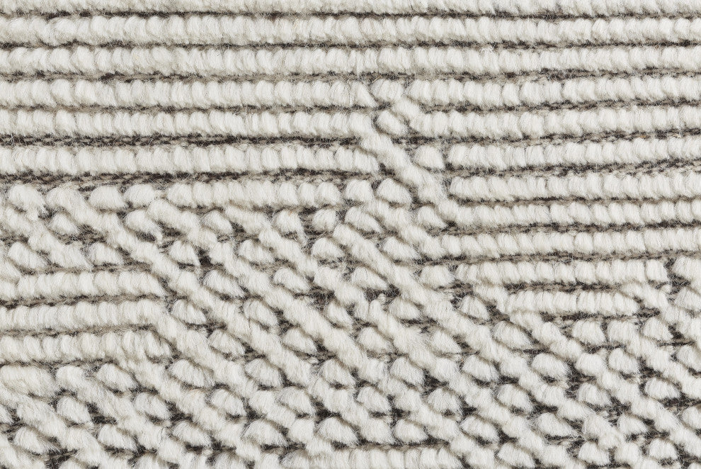 Ivory Contemporary Geometric Transitional High-Low Area Rug