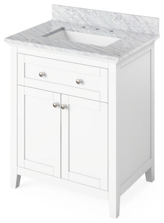 Jeffrey Alexander VKITCHA30 Chatham 30" - White / White Carrara Marble Top