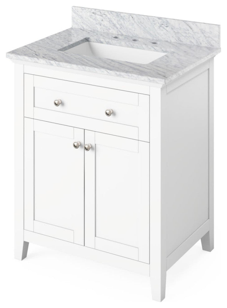 Jeffrey Alexander VKITCHA30 Chatham 30" - White / White Carrara Marble Top