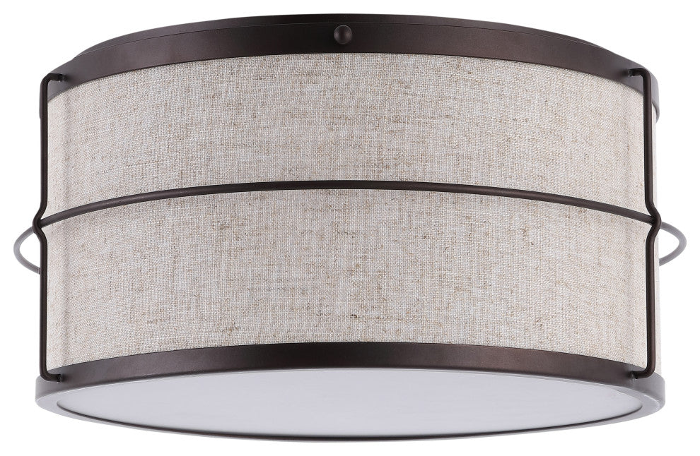Evan 14" 2-Light Rustic Farmhouse Iron LED Flush Mount, Oil Rubbed Bronze