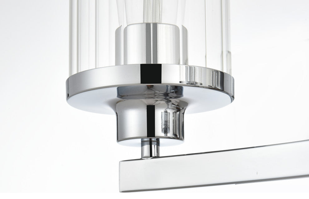 3 Light Chrome And Clear Bath Sconce