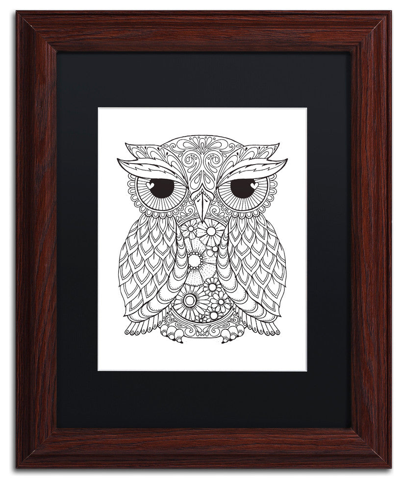 Hello Angel ''Owl 2'' Art, Wood Frame, Black Mat, 14x11