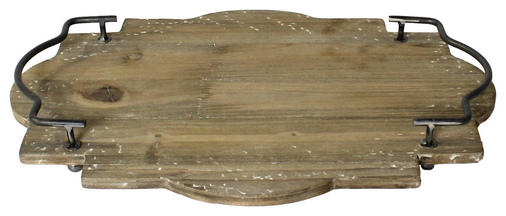 Jumbo Wooden Tray With Metal Handles