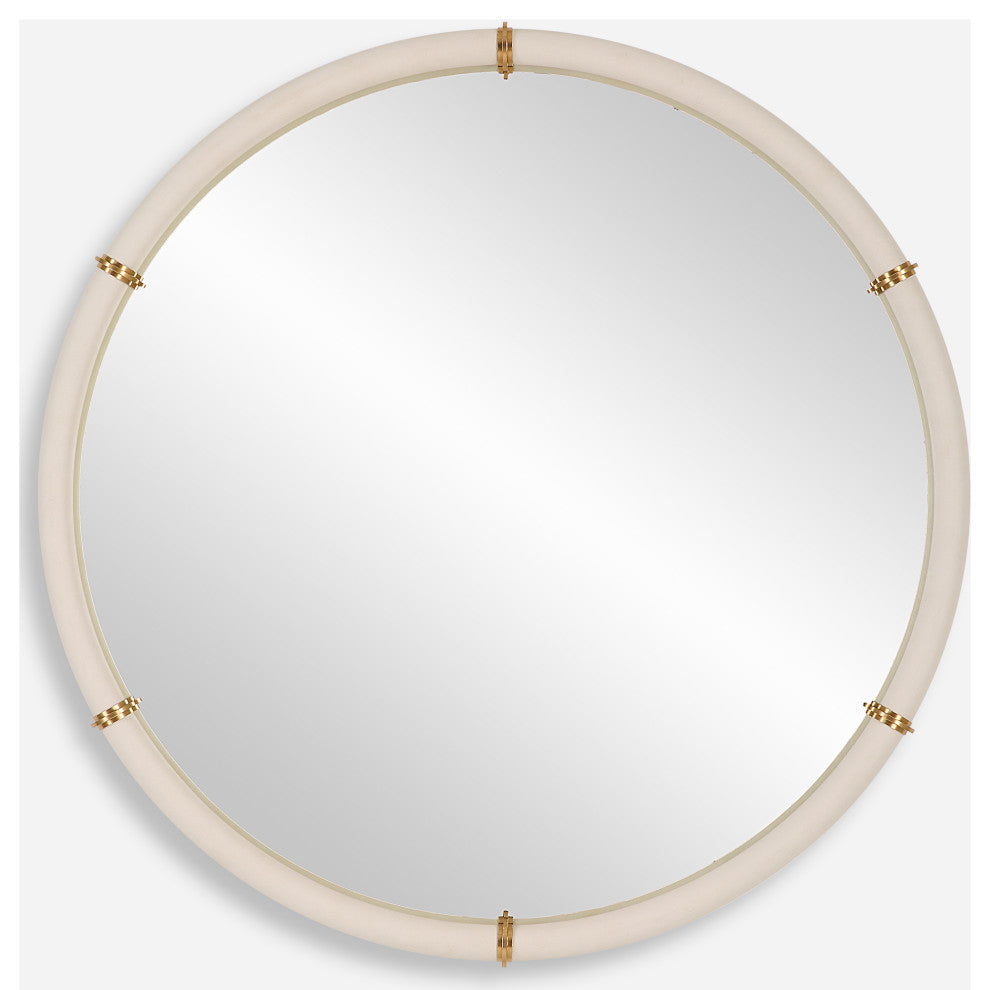 Cyprus White Round Mirror