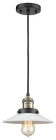 Halophane 1-Light Mini Pendant, Black Antique Brass, Matte White Halophane