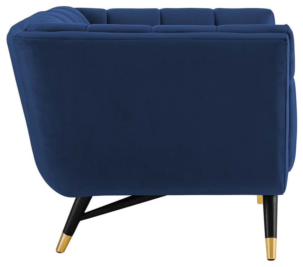 Adept Upholstered Velvet Armchair, Midnight Blue