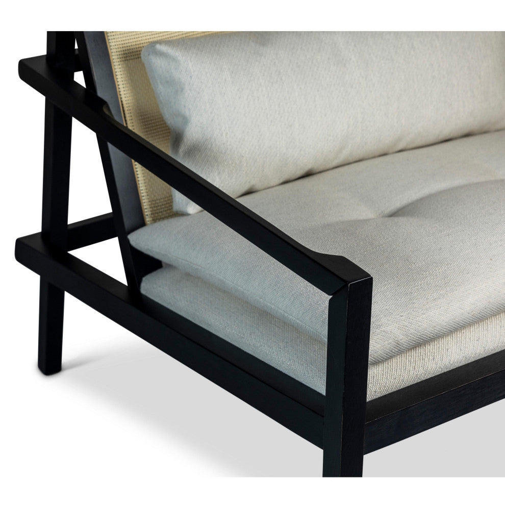Modern Brazilian, Barra, Cane Lounge Chair, Black/Natural/Chalk