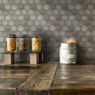 Hudson Due 2" Hex Dove Grey Porcelain Floor and Wall Tile