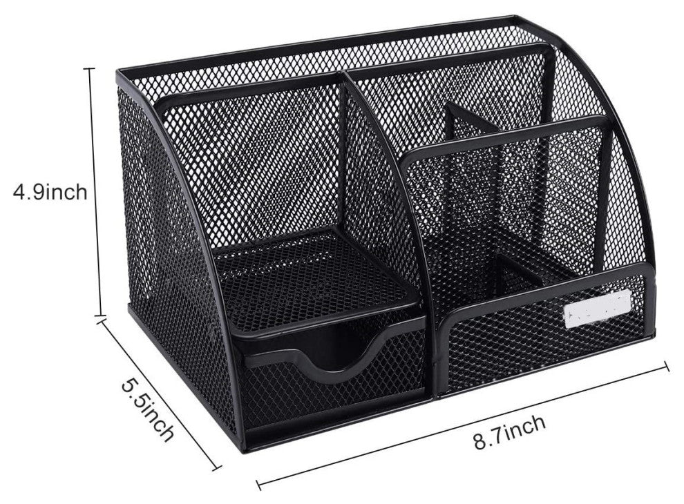 Sleek Matte Black 6 Compartment Desk Organizer