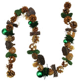5' Green Burlap Pine Cone and Berry Artificial Christmas Garland, Unlit