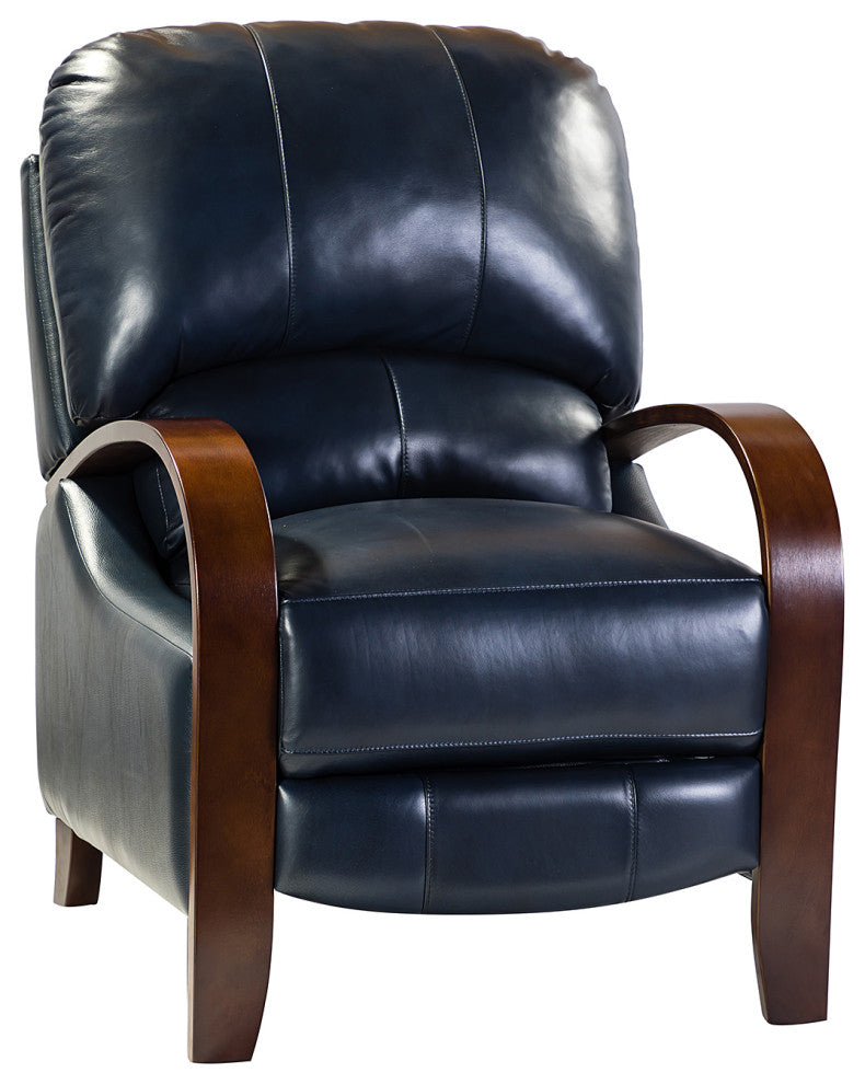 Amanda Genuine Leather Manual Recliner, Navy